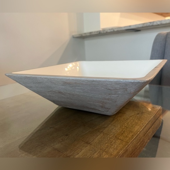 Other - Greyish whitewash wood bowl